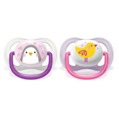 AVENT SUCETTE ULTRA AIR ANIMALS 0-6 MOIS SCF080/06 Poussin Pingouin