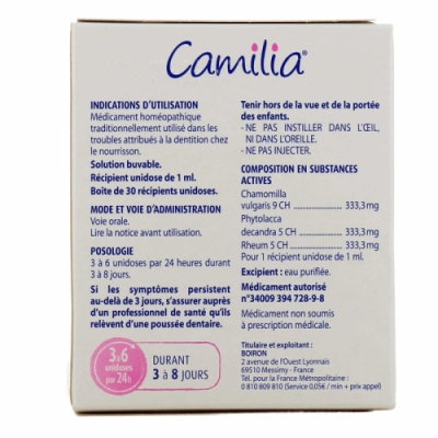 Camilia® unidose - soulager poussée et douleur dentaire