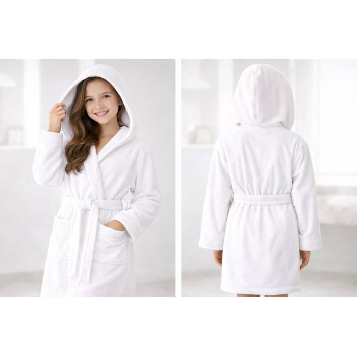 La petite étoile – Peignoir en velours à capuche (Blanc)